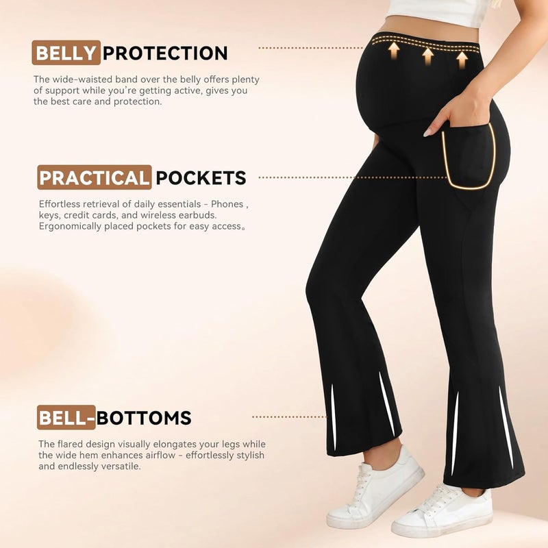 Zando Maternity Leggings for Women Maternity Pants with Pockets Over The Belly-for Leisure Yoga Exercise Workout - Image 4